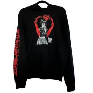 Zombie Makeout Club Creature Hoodie Manga Sweatshirt Black Graphic Men's Medium